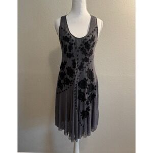 Biya Johnny Was Mesh Embroidered Midi Dress Gray Black Whimsigoth XS/S